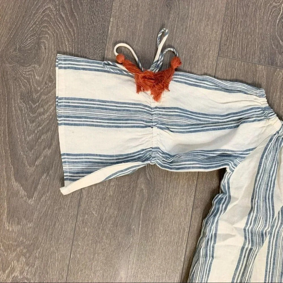 Revolve Tularosa Sara Mini Dress Chambray Striped Off The Shoulder Linen - Picture 9 of 16